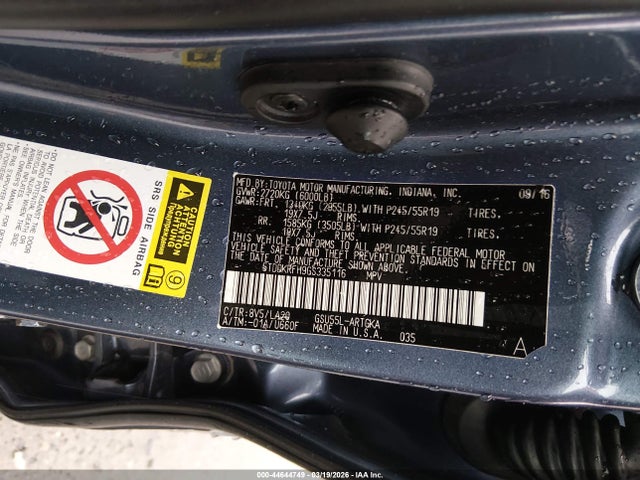 Toyota Highlander Limited V6 2016 5TDDKRFH9GS335116 Image 9