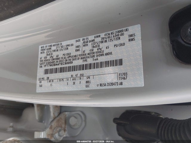 44644758 :رقم المزاد ، 1FT7W2BN4TEC80059 vin ، 2026 Ford F-250 Xl مزاد بيع