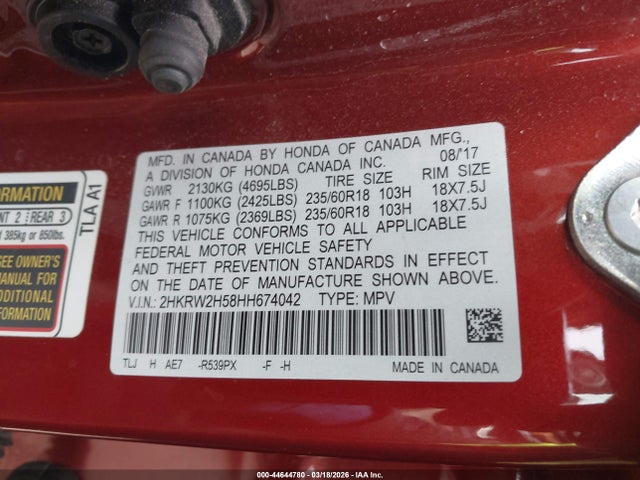 2HKRW2H58HH674042 Honda CR-V EX