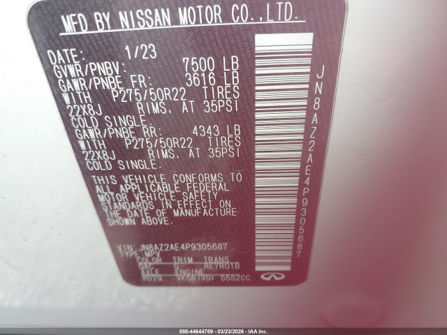 JN8AZ2AE4P9305687 Infiniti Qx80 Premium Select Awd