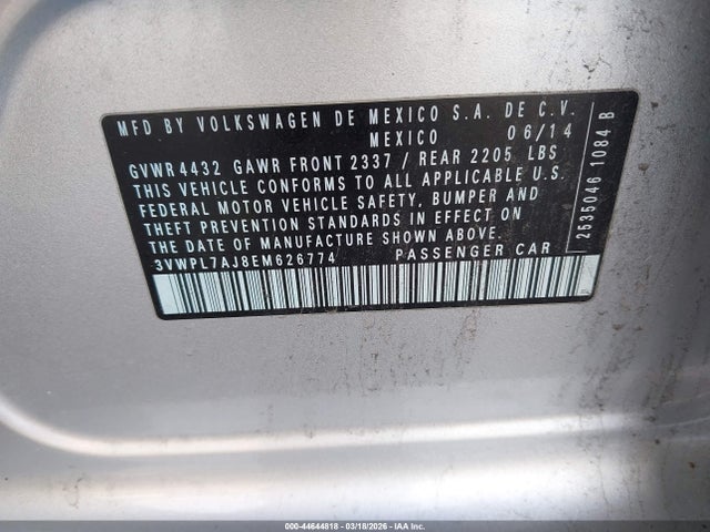 3VWPL7AJ8EM626774 Volkswagen Jetta Sportwagen 2.0l Tdi