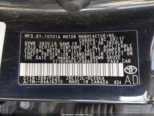 Toyota COROLLA SE 2018 2T1BURHE6JC966815 Image 9