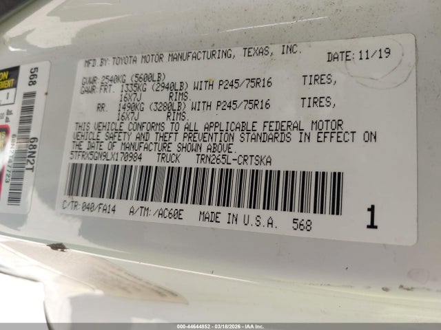 5TFRX5GN9LX170984 Toyota Tacoma Sr