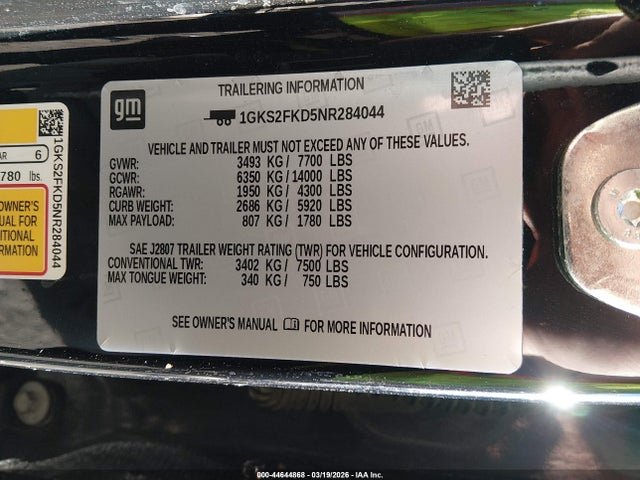 2022 GMC YUKON XL 1GKS2FKD5NR284044 Photo 8