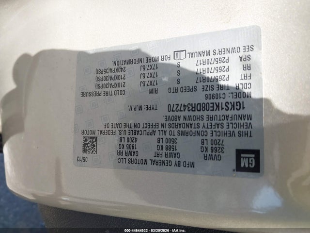 Aukcja sprzedaży 2013 Gmc Yukon Xl 1500 Slt, vin: 1GKS1KE08DR347270, numer aukcji: 44644922