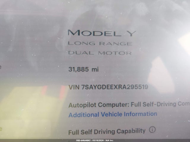 Продаж на аукціоні авто 2024 Tesla Model Y Long Range Dual Motor All-wheel Drive, vin: 7SAYGDEEXRA295519, номер лоту: 44644962