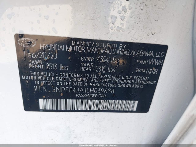 2020 HYUNDAI SONATA 5NPEF4JA1LH039688 Photo 8