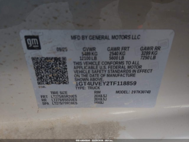 1GT4UVEY2TF118859 GMC SIERRA 3500HD