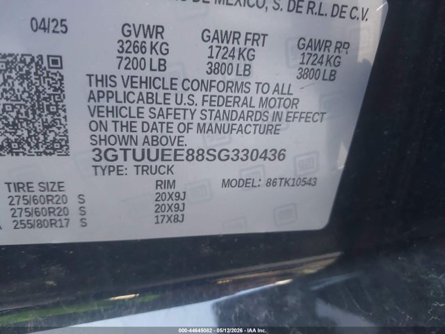 Auction sale of the 2025 Gmc Sierra 1500 4wd  Short Box At4, vin: 3GTUUEE88SG330436, lot number: 44645082