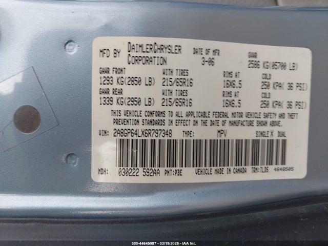 2006 CHRYSLER TOWN & COUNTRY 2A8GP64LX6R797348 Photo 8