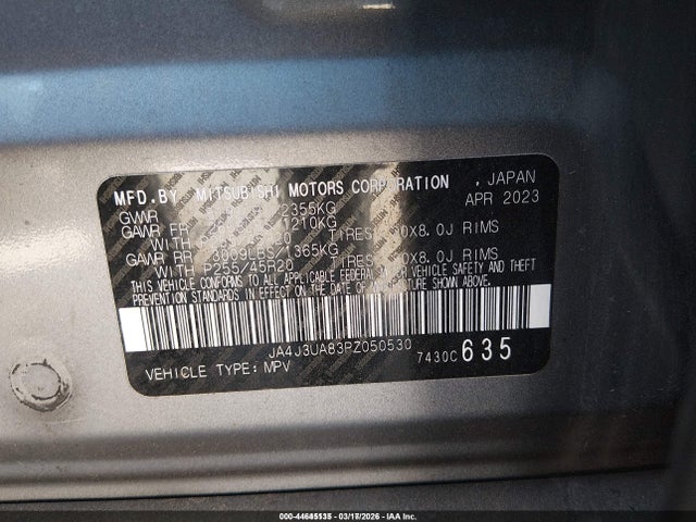 2023 MITSUBISHI OUTLANDER JA4J3UA83PZ050530 Photo 8