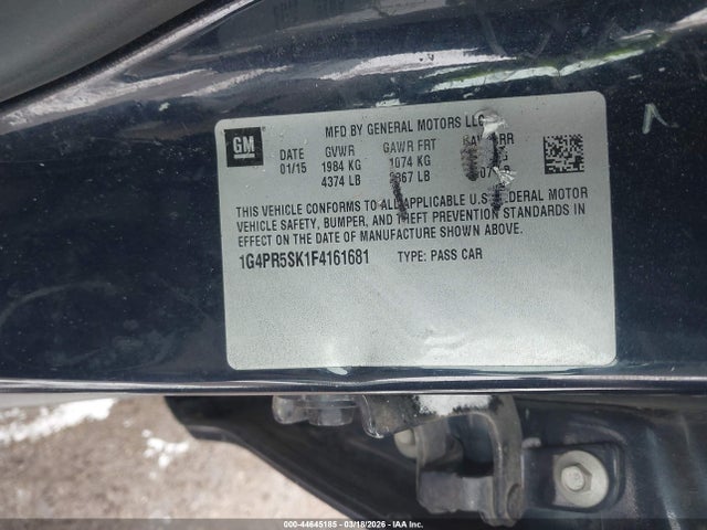44645185 :رقم المزاد ، 1G4PR5SK1F4161681 vin ، 2015 Buick Verano Convenience Group مزاد بيع