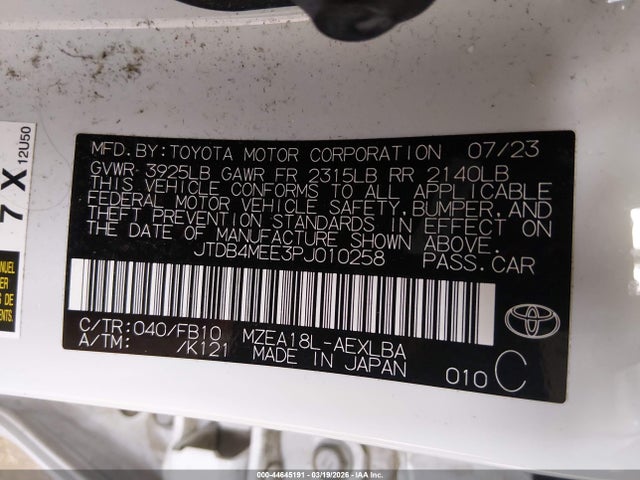 2023 TOYOTA COROLLA JTDB4MEE3PJ010258 Photo 8