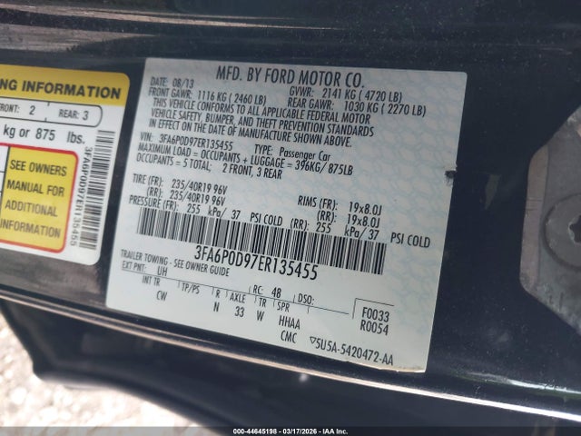 3FA6P0D97ER135455 Ford Fusion Titanium