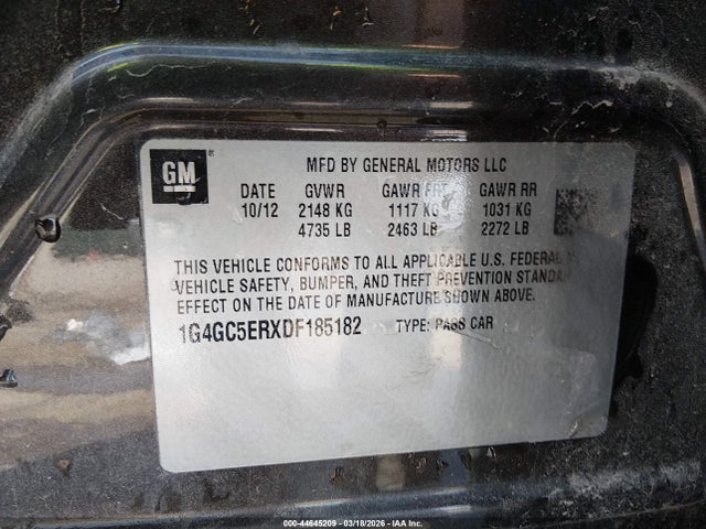 Продажа на аукционе авто 2013 Buick Lacrosse Leather Group, vin: 1G4GC5ERXDF185182, номер лота: 44645209