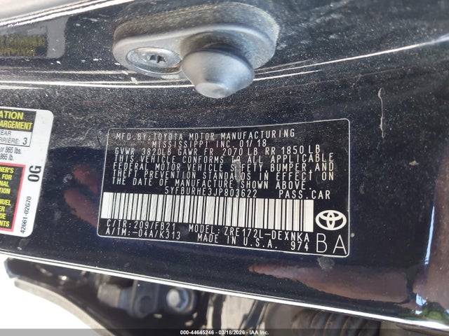Toyota COROLLA LE 2018 5YFBURHE3JP803622 Image 9