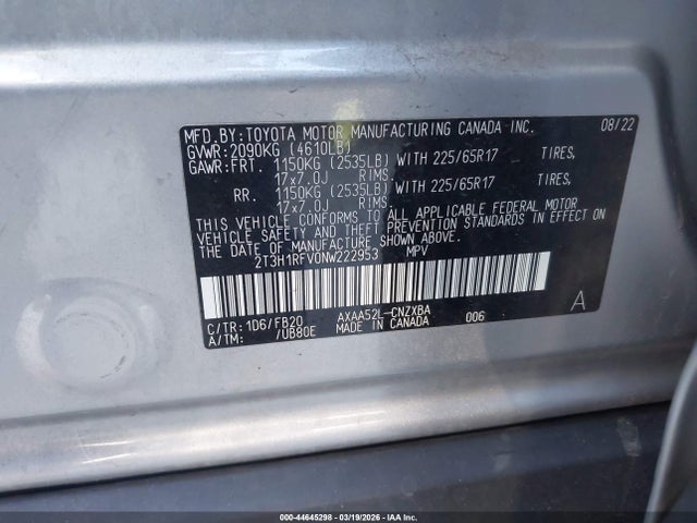 Toyota RAV4 LE 2022 2T3H1RFV0NW222953 Image 9