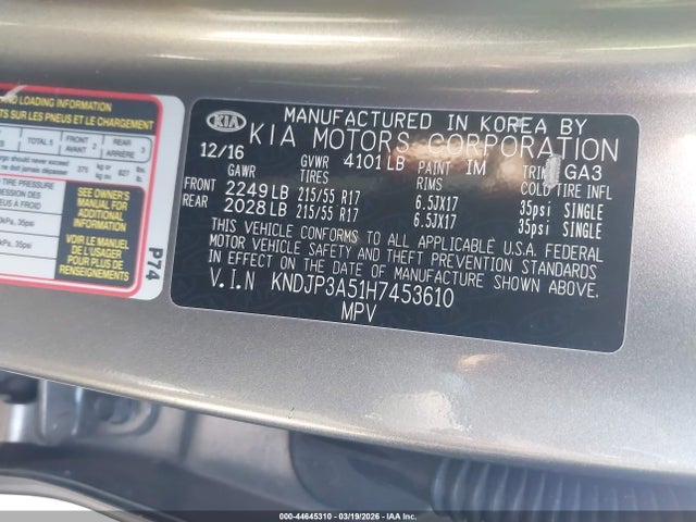 Aukcja sprzedaży 2017 Kia Soul +, vin: KNDJP3A51H7453610, numer aukcji: 44645310