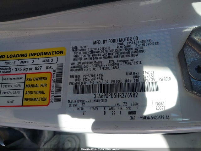 2017 FORD FUSION ENERGI 3FA6P0PU5HR276982 Photo 8