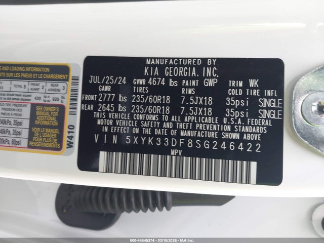 Продажа на аукционе авто 2025 Kia Sportage Ex, vin: 5XYK33DF8SG246422, номер лота: 44645374