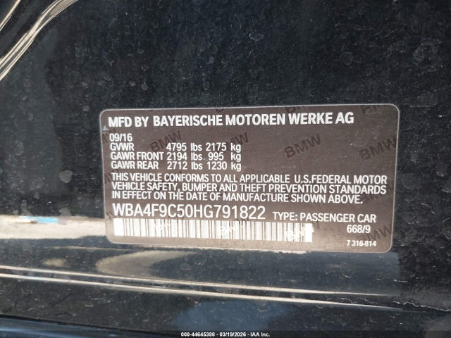44645398 :رقم المزاد ، WBA4F9C50HG791822 vin ، 2017 Bmw 430i Gran Coupe Xdrive مزاد بيع