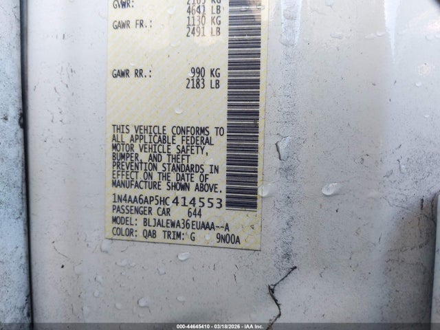 1N4AA6AP5HC414553 Nissan Maxima 3.5 Sl