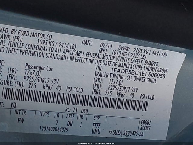 Ford C-max Hybrid Sel 2014 1FADP5BU1EL506958 Image 9