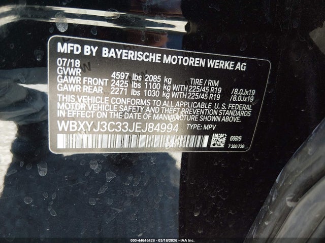 Auction sale of the 2018 Bmw X2 Sdrive28i, vin: WBXYJ3C33JEJ84994, lot number: 44645428