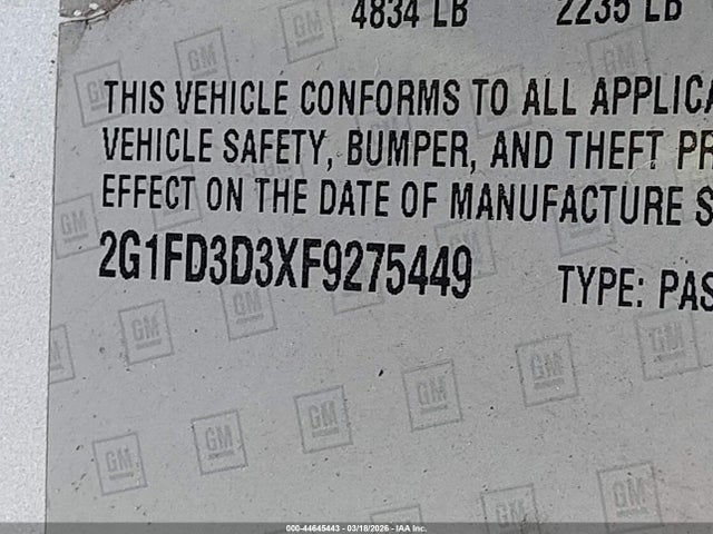 Chevrolet Camaro 1lt 2015 2G1FD3D3XF9275449 Image 9