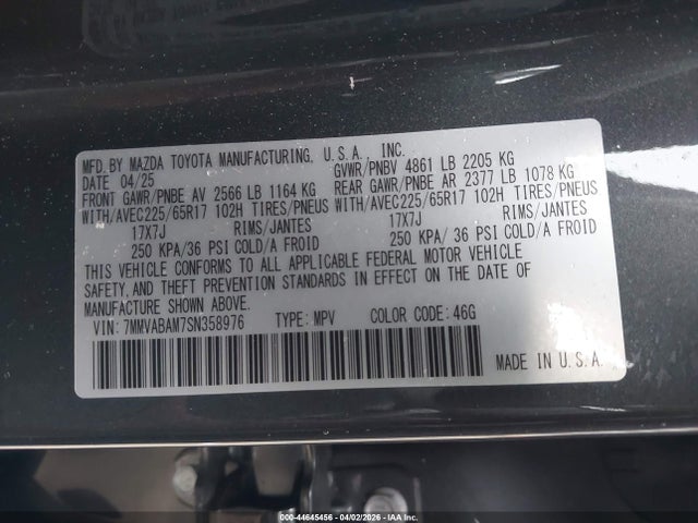 Продажа на аукционе авто 2025 Mazda Cx-50 2.5 S Select Package, vin: 7MMVABAM7SN358976, номер лота: 44645456