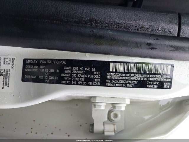 Продажа на аукционе авто 2022 Jeep Renegade Latitude 4x4, vin: ZACNJDB17NPN62217, номер лота: 44645507