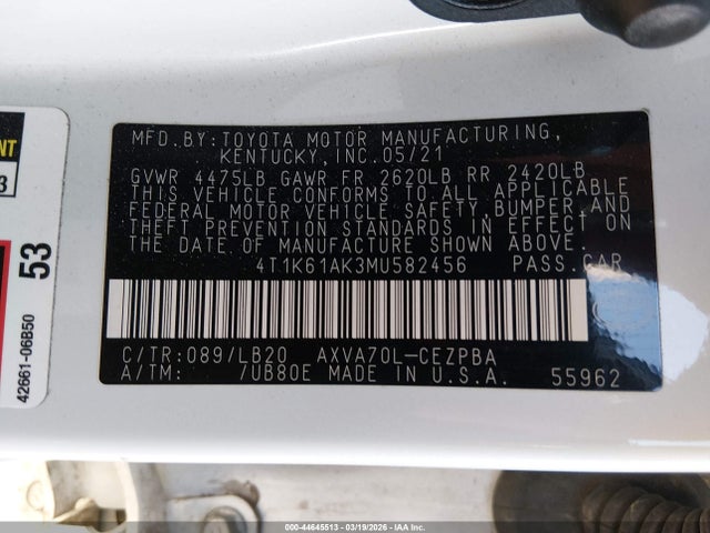 4T1K61AK3MU582456 Toyota CAMRY XSE