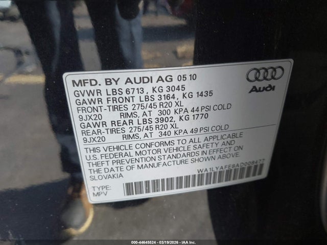 Aukcja sprzedaży 2010 Audi Q7 3.6 Premium, vin: WA1LYAFE8AD008477, numer aukcji: 44645524