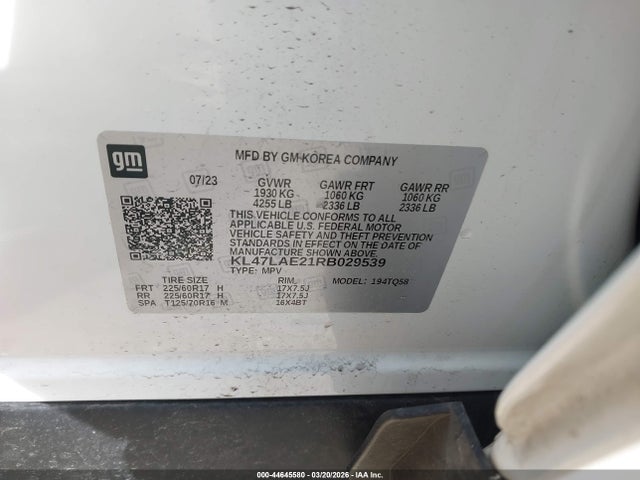 Aukcja sprzedaży 2024 Buick Envista Preferred Fwd, vin: KL47LAE21RB029539, numer aukcji: 44645580