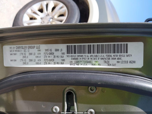 Продаж на аукціоні авто 2013 Ram 1500 Laramie Longhorn Edition, vin: 1C6RR7PT7DS564851, номер лоту: 44645597