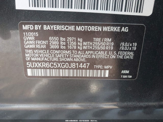 Продаж на аукціоні авто 2016 Bmw X5 Xdrive50i, vin: 5UXKR6C5XG0J81447, номер лоту: 44645638