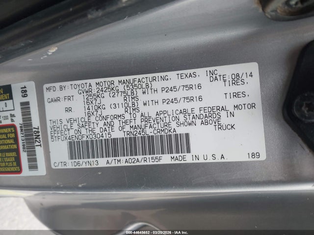5TFUX4EN0FX030415 Toyota Tacoma