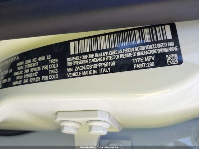 Aukcja sprzedaży 2023 Jeep Renegade Upland 4x4, vin: ZACNJDB10PPP56199, numer aukcji: 44645703
