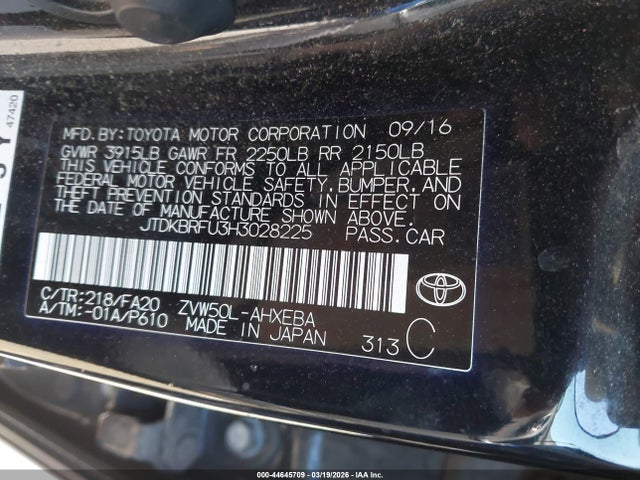 Toyota Prius Two 2017 JTDKBRFU3H3028225 Image 9