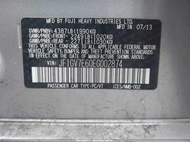 2014 SUBARU IMPREZA WRX JF1GV7E60EG002874 Photo 8