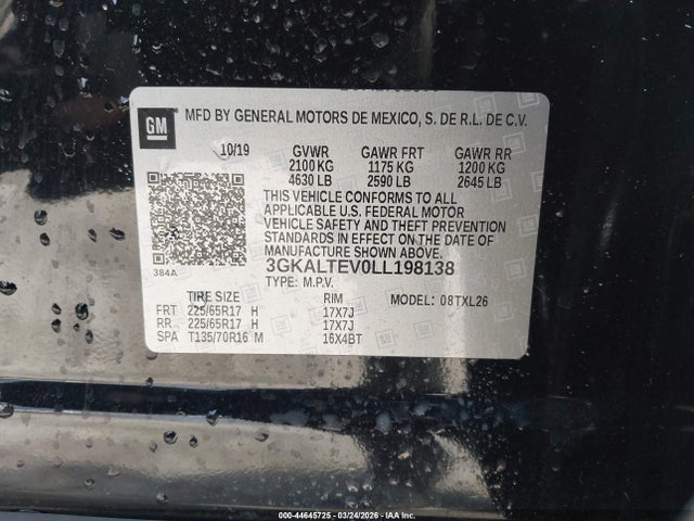 Продажа на аукционе авто 2020 Gmc Terrain Awd Sle, vin: 3GKALTEV0LL198138, номер лота: 44645725