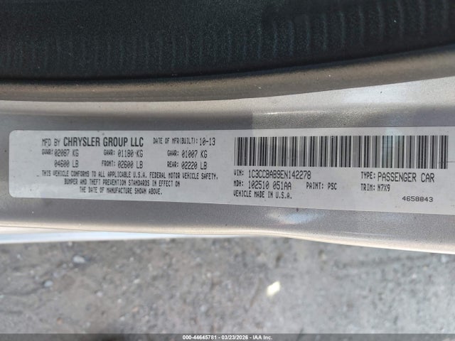 Продажа на аукционе авто 2014 Chrysler 200 Lx, vin: 1C3CCBAB9EN142278, номер лота: 44645781