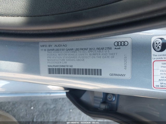 Продаж на аукціоні авто 2017 Audi A6 2.0t Premium, vin: WAUF8AFC0HN078140, номер лоту: 44645782