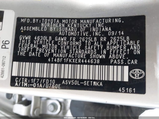 Toyota CAMRY LE 2014 4T4BF1FKXER444638 Image 9