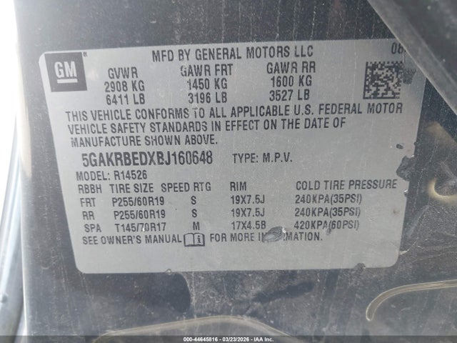 Aukcja sprzedaży 2011 Buick Enclave 1xl, vin: 5GAKRBEDXBJ160648, numer aukcji: 44645816