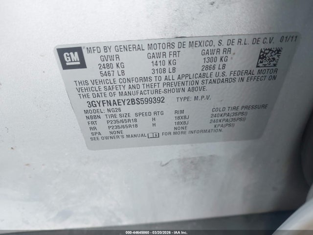 2011 CADILLAC SRX 3GYFNAEY2BS599392 Photo 8