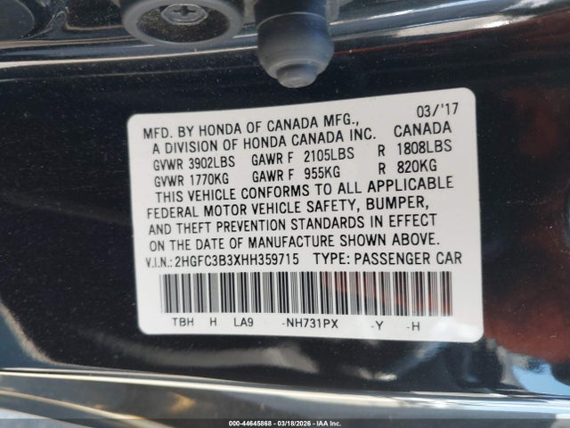 Honda Civic Ex-t 2017 2HGFC3B3XHH359715 Image 9