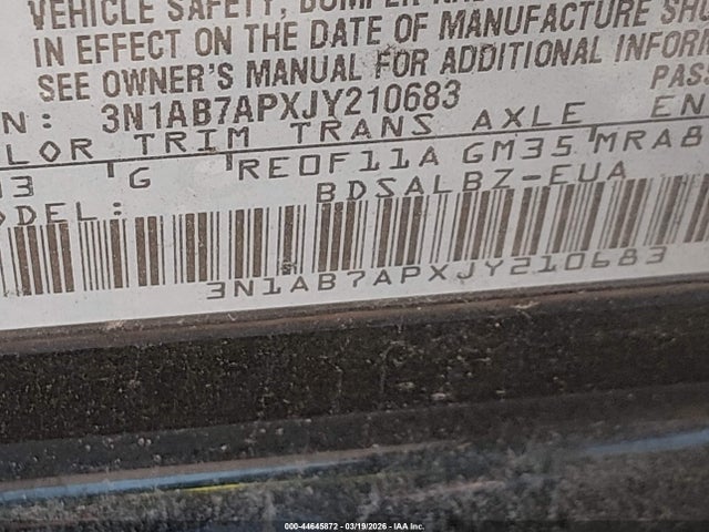 Nissan SENTRA S 2018 3N1AB7APXJY210683 Image 9