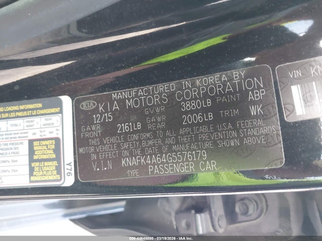 Продажа на аукционе авто 2016 Kia Forte Lx, vin: KNAFK4A64G5576179, номер лота: 44645880