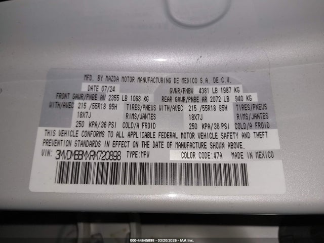 Aukcja sprzedaży 2024 Mazda Cx-30 2.5 S Select Sport, vin: 3MVDMBBMXRM720898, numer aukcji: 44645898